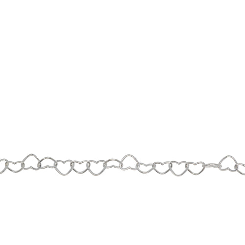 Chain by Foot. Sterling Silver 3.6mm by 4.8mm Heart Chain. Price per: 1 Foot.