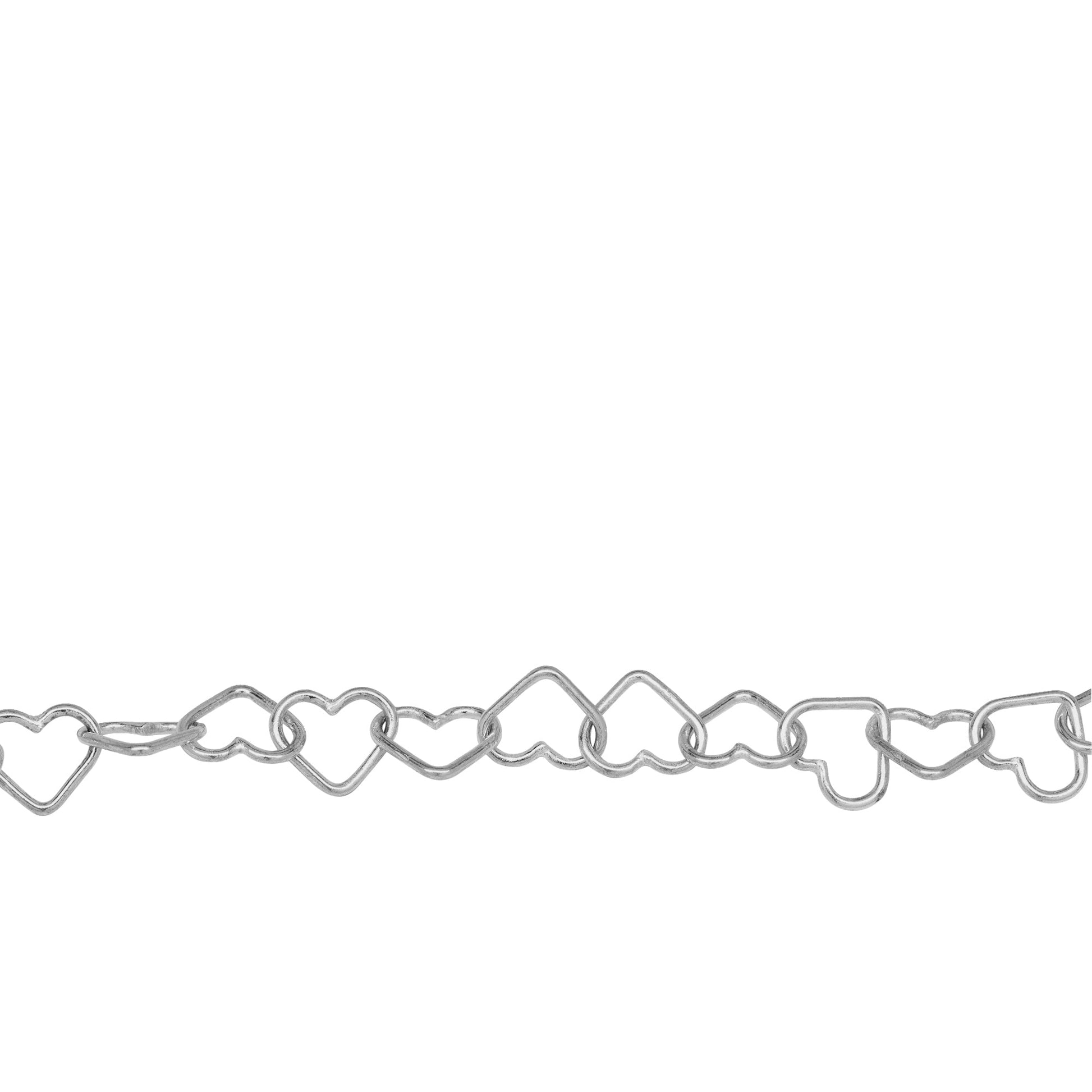 Chain by Foot. Sterling Silver 5.3mm Width by 7.2mm Length, Heart Chain. Price per: 1 Foot.