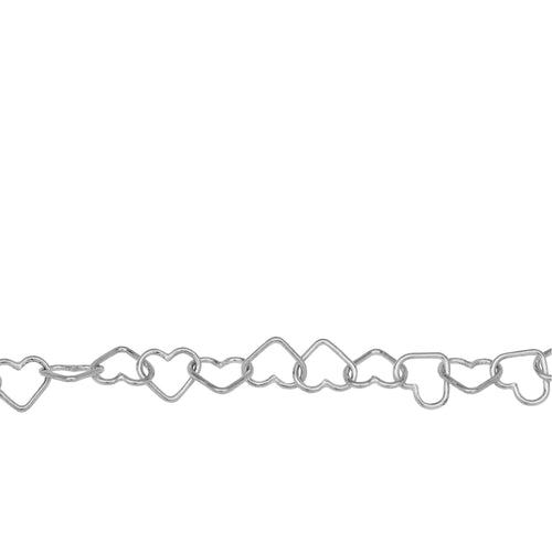 Chain by Foot. Sterling Silver 5.3mm Width by 7.2mm Length, Heart Chain. Price per: 1 Foot.