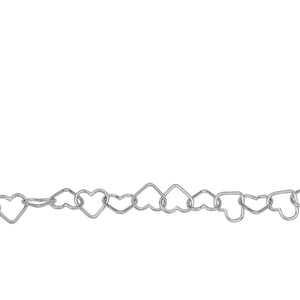 Chain by Foot. Sterling Silver 5.3mm Width by 7.2mm Length, Heart Chain. Price per: 1 Foot.