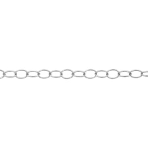 Sterling Silver 2.11mm Width by 3.00mm Length, Smooth Cable Chain. Price per: 1 Foot.