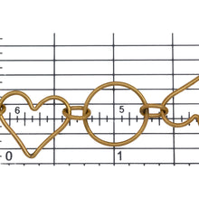 Load image into Gallery viewer, 14kt Gold Filled Two of 4.42mm Width by 5.94mm Length Smooth Oval Links connected to 13.74mm Width / Length Smooth Circle Link and 13.81mm Width by 15.50mm Length Heart Link, Fancy Chain. Price per: 1 Foot.
