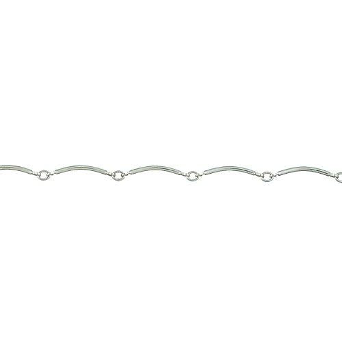 Sterling Silver 1.5mm Width by 20.4mm Length Curved Bar Connected to 3.2mm Width by 3.9mm Length Smooth Oval Link, Bar Chain. Price per: 1 Foot.