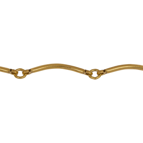 Chain by Foot. 14kt Gold Filled 1.5mm Width by 20.4mm Length Curved Bar Connected to 3.2mm Width by 3.9mm Length Smooth Oval Link, Bar Chain. Price per: 1 Foot.