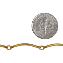 Load image into Gallery viewer, 14kt Gold Filled 1.5mm Width by 20.4mm Length Curved Bar Connected to 3.2mm Width by 3.9mm Length Smooth Oval Link, Bar Chain. Price per: 1 Foot.
