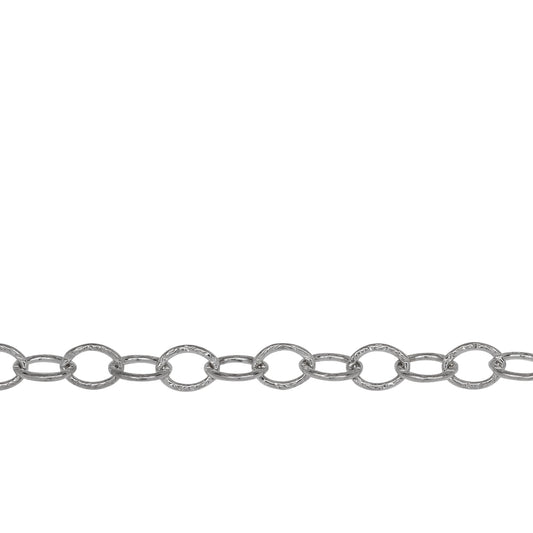 Chain by Foot. Sterling Silver 5.9mm Width by 8.0mm Length, Textured Cable Chain. Price per: 1 Foot.