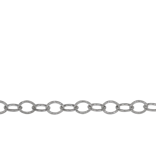 Chain by Foot. Sterling Silver 5.9mm Width by 8.0mm Length, Textured Cable Chain. Price per: 1 Foot.