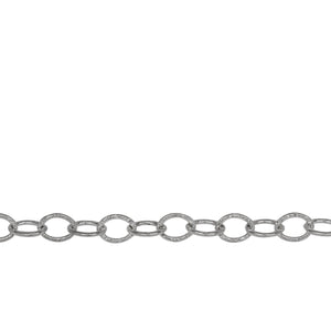 Chain by Foot. Sterling Silver 5.9mm Width by 8.0mm Length, Textured Cable Chain. Price per: 1 Foot.