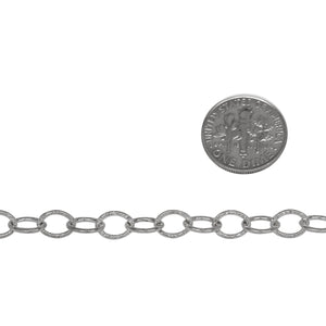 Sterling Silver 5.9mm Width by 8.0mm Length, Textured Cable Chain. Price per: 1 Foot.