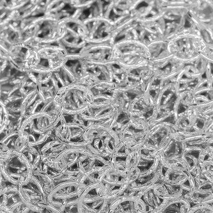 Sterling Silver 5.9mm Width by 8.0mm Length, Textured Cable Chain. Price per: 1 Foot.