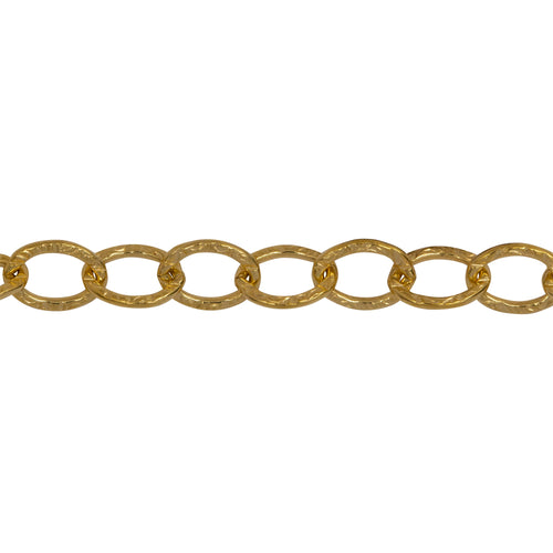 Chain by Foot. 14kt Gold Filled 5.9mm Width by 8.0mm Length, Textured Cable Chain. Price per: 1 Foot.