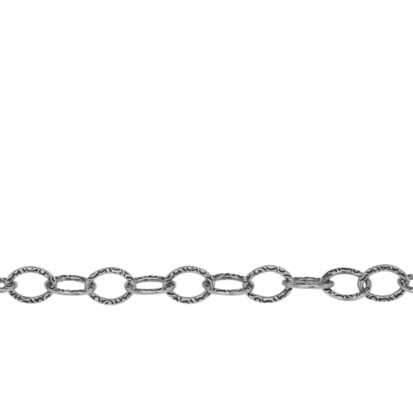 Chain by Foot. Sterling Silver Oxidized 5.9mm Width by 8.0mm Length, Textured Cable Chain. Price per: 1 Foot.