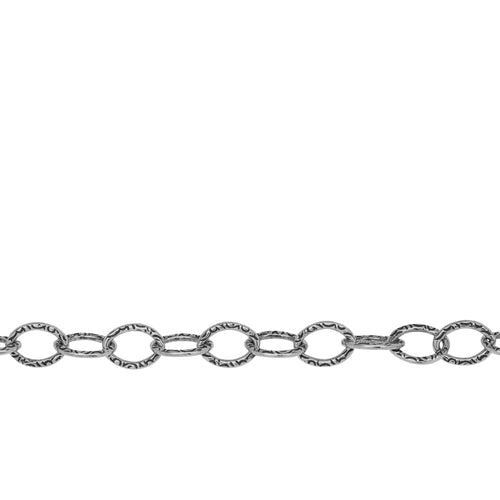 Chain by Foot. Sterling Silver Oxidized 5.9mm Width by 8.0mm Length, Textured Cable Chain. Price per: 1 Foot.