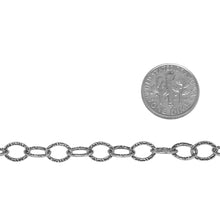 Load image into Gallery viewer, Sterling Silver Oxidized 5.9mm Width by 8.0mm Length, Textured Cable Chain. Price per: 1 Foot.
