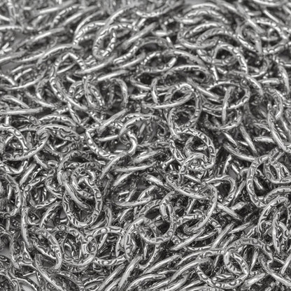 Sterling Silver Oxidized 5.9mm Width by 8.0mm Length, Textured Cable Chain. Price per: 1 Foot.