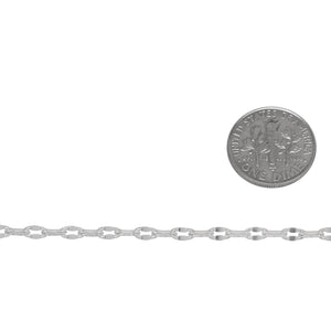 Sterling Silver 3.0mm Width by 5.0mm Length Dapped Oval Cable Chain. Price per: 1 Foot.