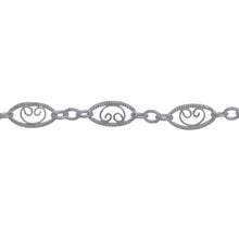 Load image into Gallery viewer, Chain by Foot. Sterling Silver 4.0mm Width by 7.8mm Length, Filigree Long Oval Link and 2.2mm by 2.8mm Three Short Oval Links, Long and Short Chain. Price per: 1 Foot.
