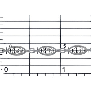 Sterling Silver 4.0mm Width by 7.8mm Length, Filigree Long Oval Link and 2.2mm by 2.8mm Three Short Oval Links, Long and Short Chain. Price per: 1 Foot.