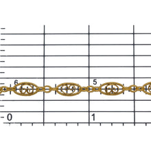 Load image into Gallery viewer, 14kt Gold Filled 4.0mm Width by 7.8mm Length, Filigree Long Oval Link and 2.2mm by 2.8mm Three Short Oval Links, Long and Short Chain. Price per: 1 Foot.
