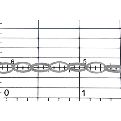 Sterling Silver 5.0mm Width by 7.0mm Length, Oval Rolo Chain. Price per: 1 Foot.