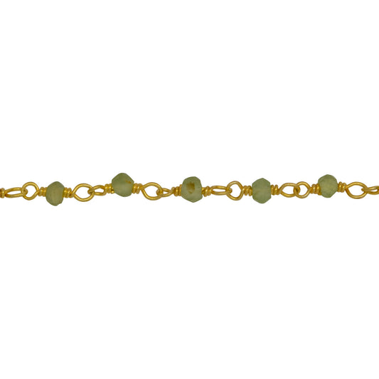 Chain by Foot. Brass Gold Plated / Vermeil 3.0mm Width / Length Peridot Gem Stone Chain. Price per: 1 Inch.