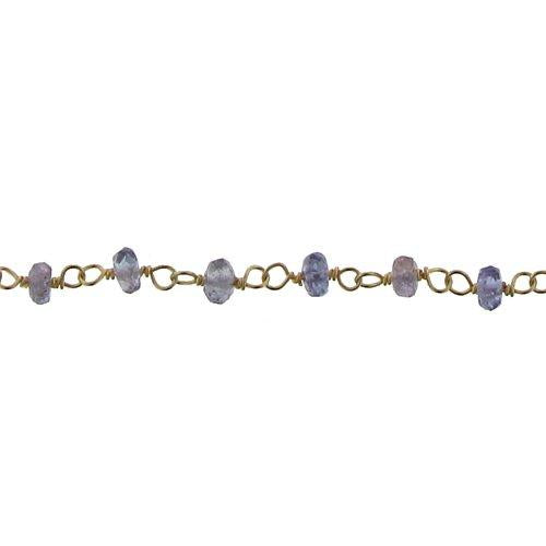 Brass Gold Plated / Vermeil 2.6mm Width by 1.7mm Length Iolite Gem Stone Chain. Price per: 1 Inch.