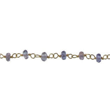 Load image into Gallery viewer, Brass Gold Plated / Vermeil 2.6mm Width by 1.7mm Length Iolite Gem Stone Chain. Price per: 1 Inch.
