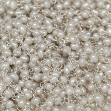 Load image into Gallery viewer, Brass Silver Plated 3.0mm Width / Length Fresh Water White Potato Pearl Chain. Price per: 1 Inch.
