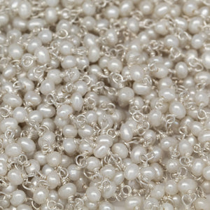 Brass Silver Plated 3.0mm Width / Length Fresh Water White Potato Pearl Chain. Price per: 1 Inch.