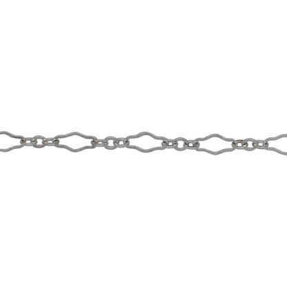 Chain by Foot. Sterling Silver 3.1mm Width by 6.7mm Length, Larger Flat Oval Link Followed by 2.2mm Width by 2.4mm Length, Three of Smaller Oval Flat Links, Long and Short Chain. Price per: 1 Foot.