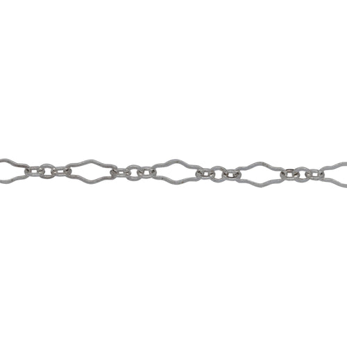 Chain by Foot. Sterling Silver 3.1mm Width by 6.7mm Length, Larger Flat Oval Link Followed by 2.2mm Width by 2.4mm Length, Three of Smaller Oval Flat Links, Long and Short Chain. Price per: 1 Foot.