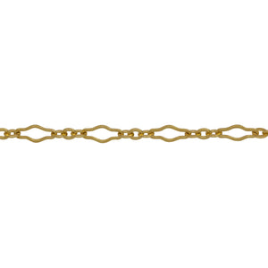 Chain by Foot. 14kt Gold Filled 3.1mm Width by 6.7mm Length, Larger Flat Oval Link Followed by 2.2mm Width by 2.4mm Length, Three of Smaller Oval Flat Links, Long and Short Chain. Price per: 1 Foot.
