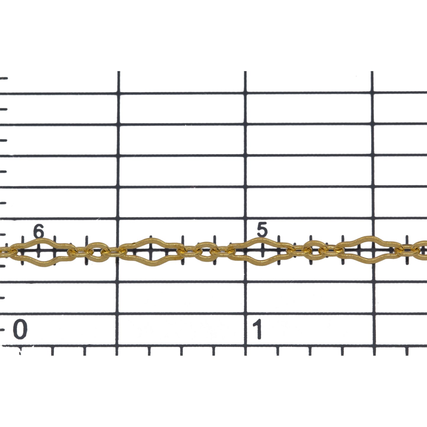 14kt Gold Filled 3.1mm Width by 6.7mm Length, Larger Flat Oval Link Followed by 2.2mm Width by 2.4mm Length, Three of Smaller Oval Flat Links, Long and Short Chain. Price per: 1 Foot.