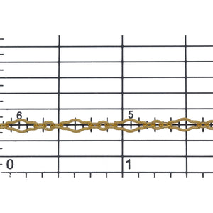 14kt Gold Filled 3.1mm Width by 6.7mm Length, Larger Flat Oval Link Followed by 2.2mm Width by 2.4mm Length, Three of Smaller Oval Flat Links, Long and Short Chain. Price per: 1 Foot.