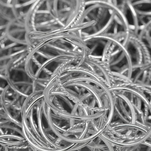 Sterling Silver Three 16.0mm Width / Length Smooth Circle Links Connected to Double 16.0mm Width / Length Flat and Twisted Circle Links, Circle Chain. Price per: 1 Foot.