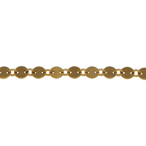 Chain by Foot. 14kt Gold Filled 4.2mm Width / Length Disc Connected to 2.7mm Width / Length Closed Ring, Disc Chain. Price per: 1 Foot