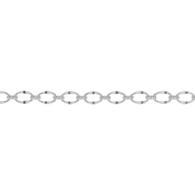Load image into Gallery viewer, Chain by Foot. Sterling Silver 4.8mm Width by 7.9mm Length, Dapped Oval Link Connected to 3.5mm Width by 4.0mm Length Oval Rolo Link, Long and Short Chain. Price per: 1 Foot.
