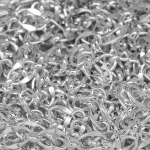 Sterling Silver 4.8mm Width by 7.9mm Length, Dapped Oval Link Connected to 3.5mm Width by 4.0mm Length Oval Rolo Link, Long and Short Chain. Price per: 1 Foot.