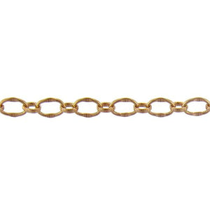 14kt Gold Filled 4.8mm Width by 7.9mm Length, Dapped Oval Link Connected to 3.5mm Width by 4.0mm Length Oval Rolo Link, Long and Short Chain. Price per: 1 Foot.