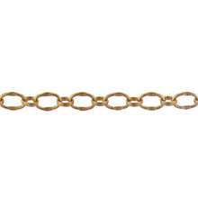 Load image into Gallery viewer, 14kt Gold Filled 4.8mm Width by 7.9mm Length, Dapped Oval Link Connected to 3.5mm Width by 4.0mm Length Oval Rolo Link, Long and Short Chain. Price per: 1 Foot.
