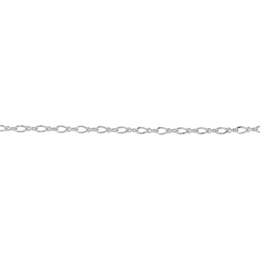 Chain by Foot. Sterling Silver 1.5mm by 4.0mm Figure 8 Link With 2.4mm by 4.0mm Flat Oval Curb Link, Figure 8 Chain. Price per: 1 Foot.