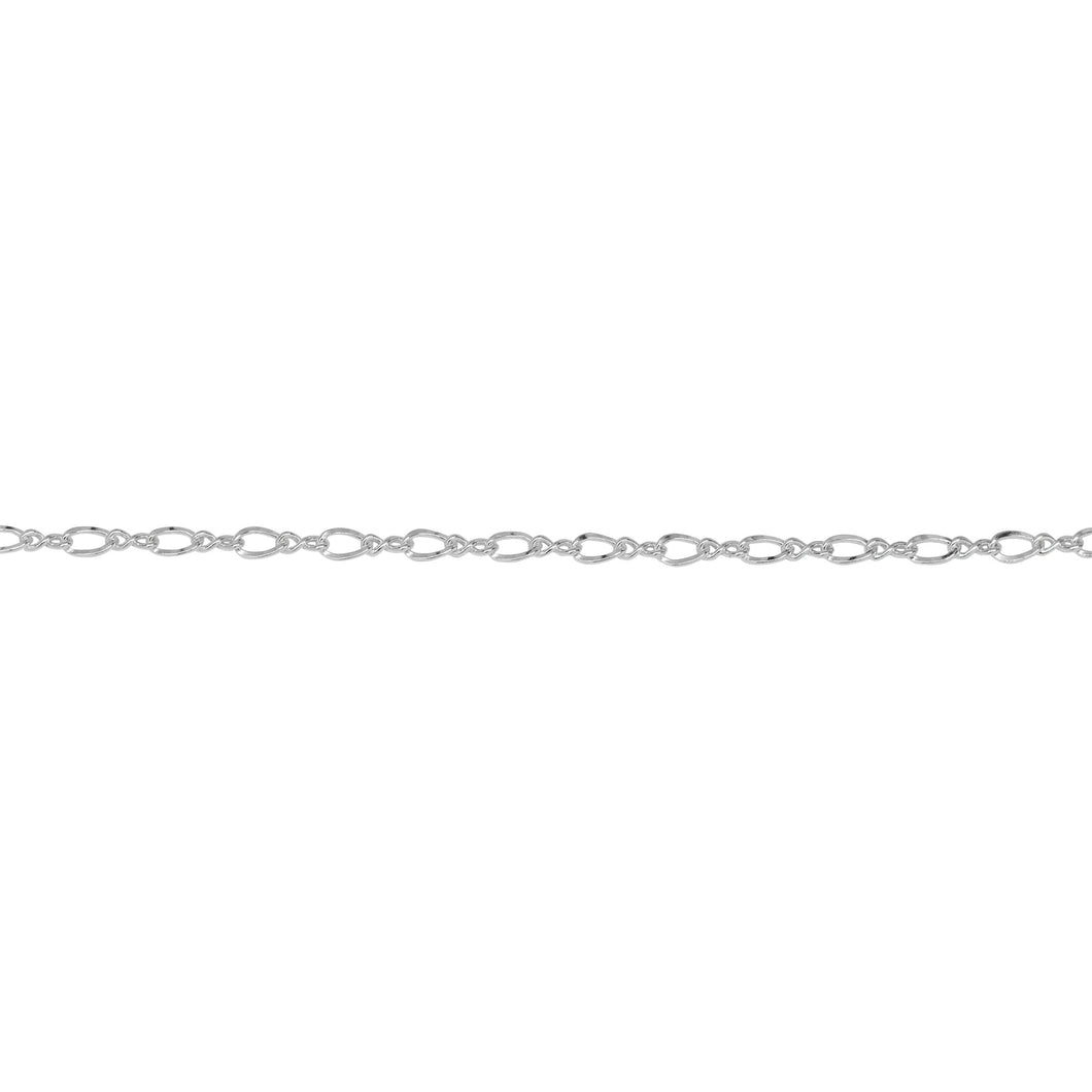 Chain by Foot. Sterling Silver 1.5mm by 4.0mm Figure 8 Link With 2.4mm by 4.0mm Flat Oval Curb Link, Figure 8 Chain. Price per: 1 Foot.