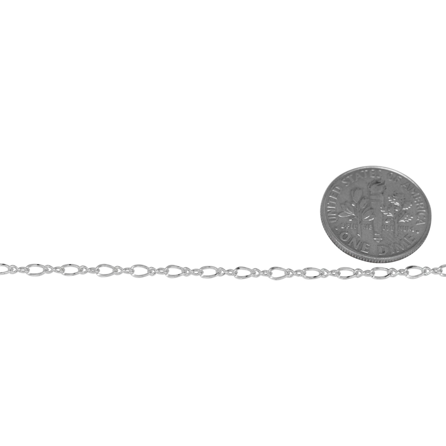 Sterling Silver 1.5mm by 4.0mm Figure 8 Link With 2.4mm by 4.0mm Flat Oval Curb Link, Figure 8 Chain. Price per: 1 Foot.