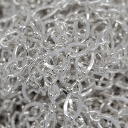Sterling Silver 1.5mm by 4.0mm Figure 8 Link With 2.4mm by 4.0mm Flat Oval Curb Link, Figure 8 Chain. Price per: 1 Foot.