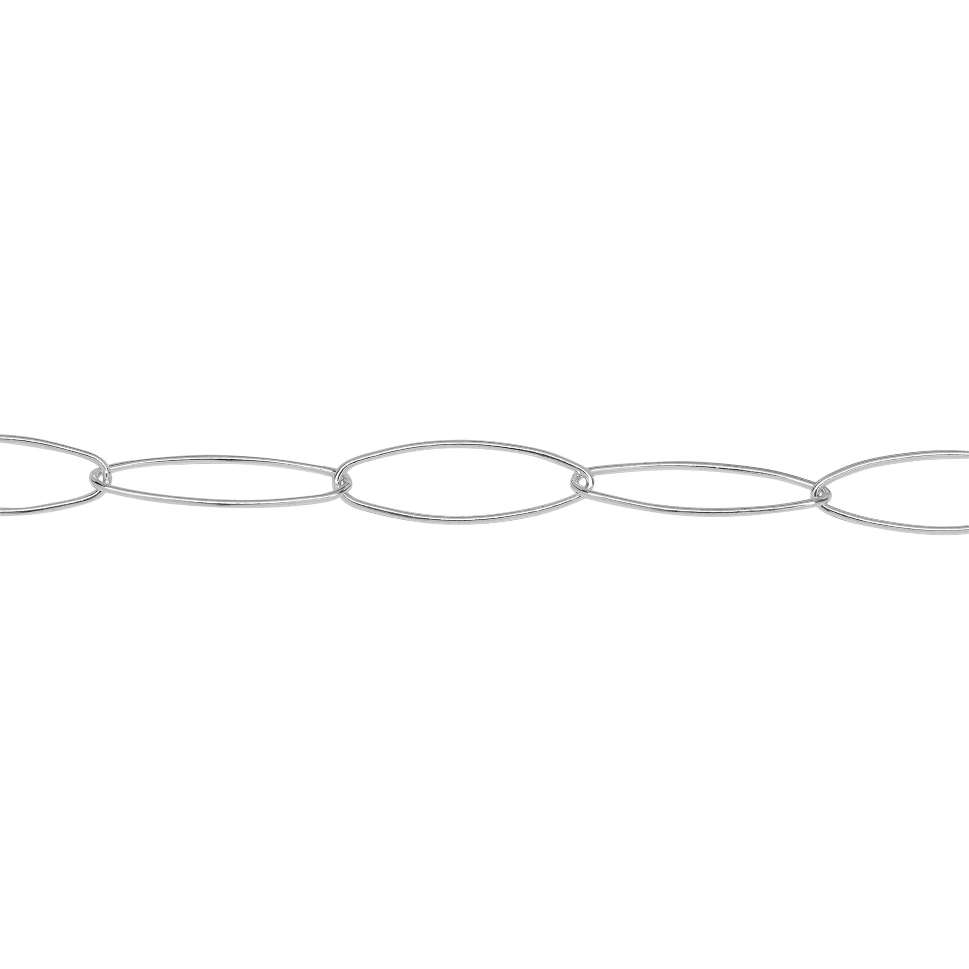 Chain by Foot. Sterling Silver 5.5mm Width by 17.0mm Length Paper Clip Chain, Also Known as Elongated Cable Chain. Price per: 1 Foot.