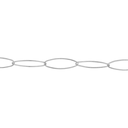 Chain by Foot. Sterling Silver 5.5mm Width by 17.0mm Length Paper Clip Chain, Also Known as Elongated Cable Chain. Price per: 1 Foot.