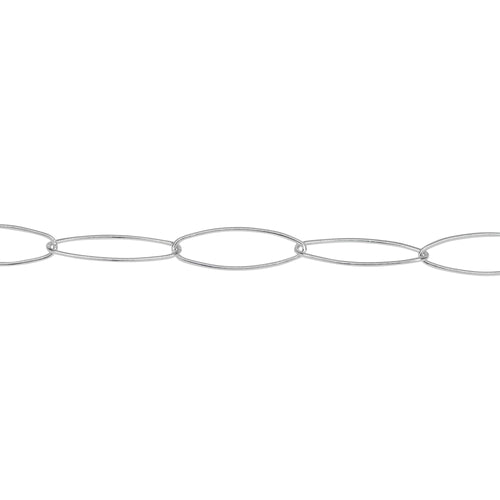 Chain by Foot. Sterling Silver 5.5mm Width by 17.0mm Length Paper Clip Chain, Also Known as Elongated Cable Chain. Price per: 1 Foot.