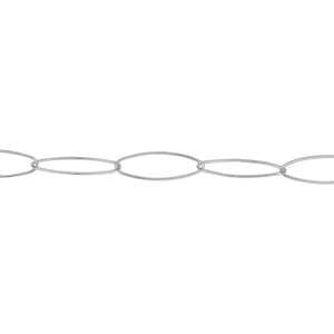 Chain by Foot. Sterling Silver 5.5mm Width by 17.0mm Length Paper Clip Chain, Also Known as Elongated Cable Chain. Price per: 1 Foot.