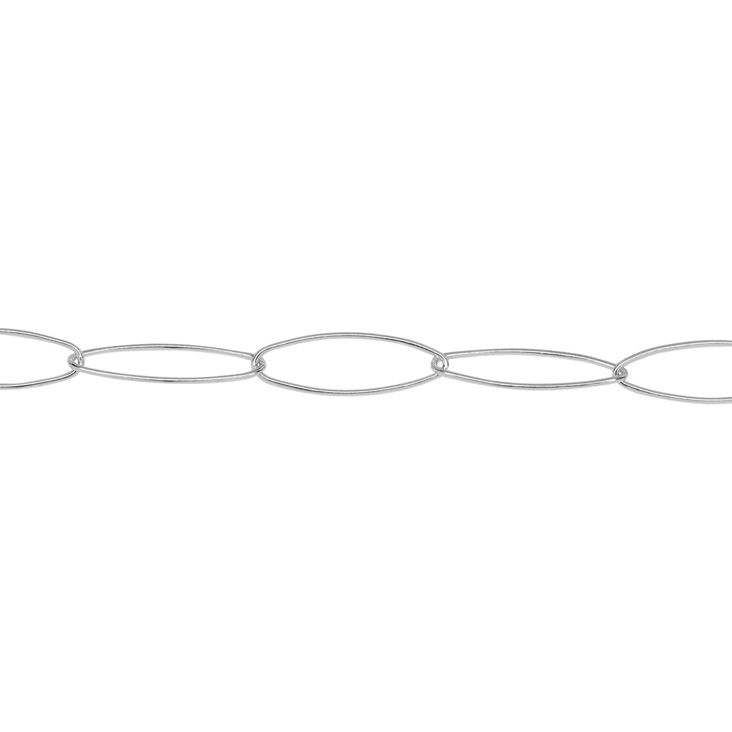 Chain by Foot. Sterling Silver 5.5mm Width by 17.0mm Length Paper Clip Chain, Also Known as Elongated Cable Chain. Price per: 1 Foot.