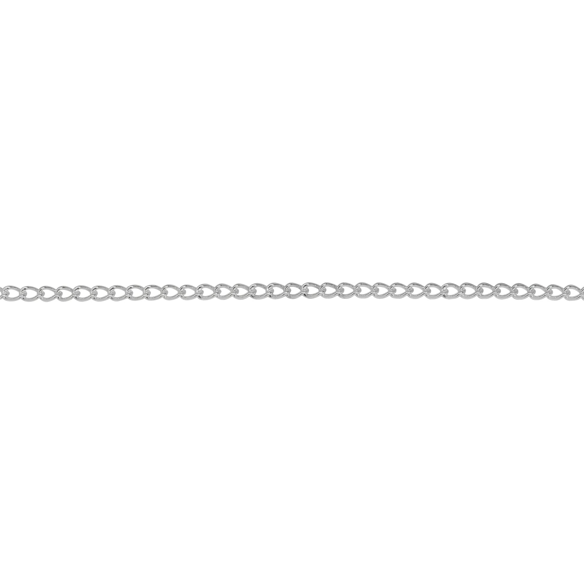 Chain by Foot. Sterling Silver, 1.7mm Width by 2.2mm Length Smooth Curb Chain. Price per: 1 Foot.